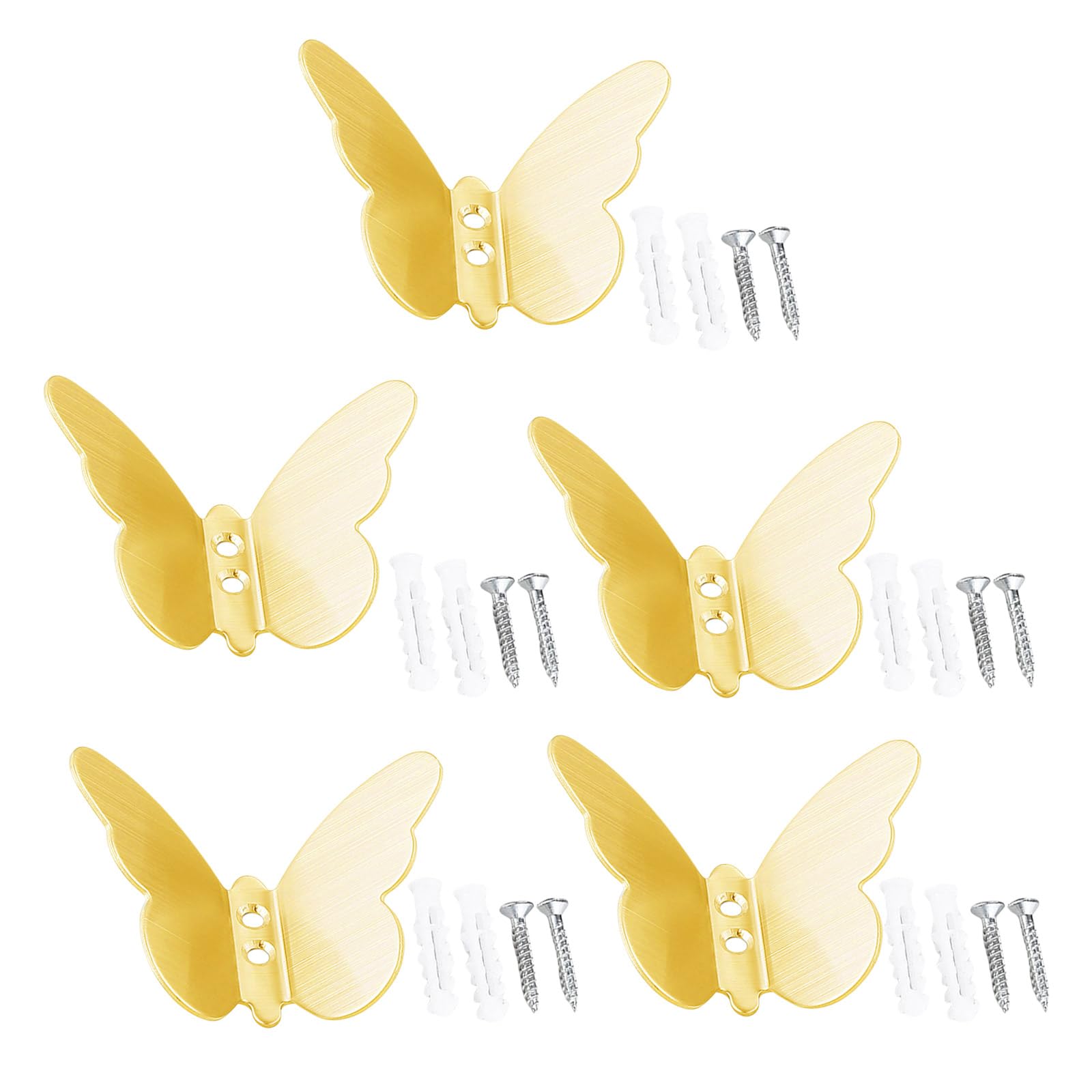 Carotoe Gold Space Efficient Butterfly Hooks Stylish Stainless Steel Butterfly Shape Hooks Hangers For Bathroom Decors Rustproof Wall Hangers