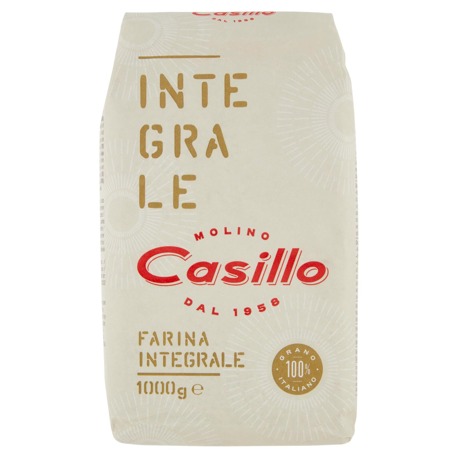 Molino Casillo, farina integrale Vollkornmehl Mehl zartes Vollkorn wholemeal flour 20x 1 kg + Italian Gourmet polpa 400g