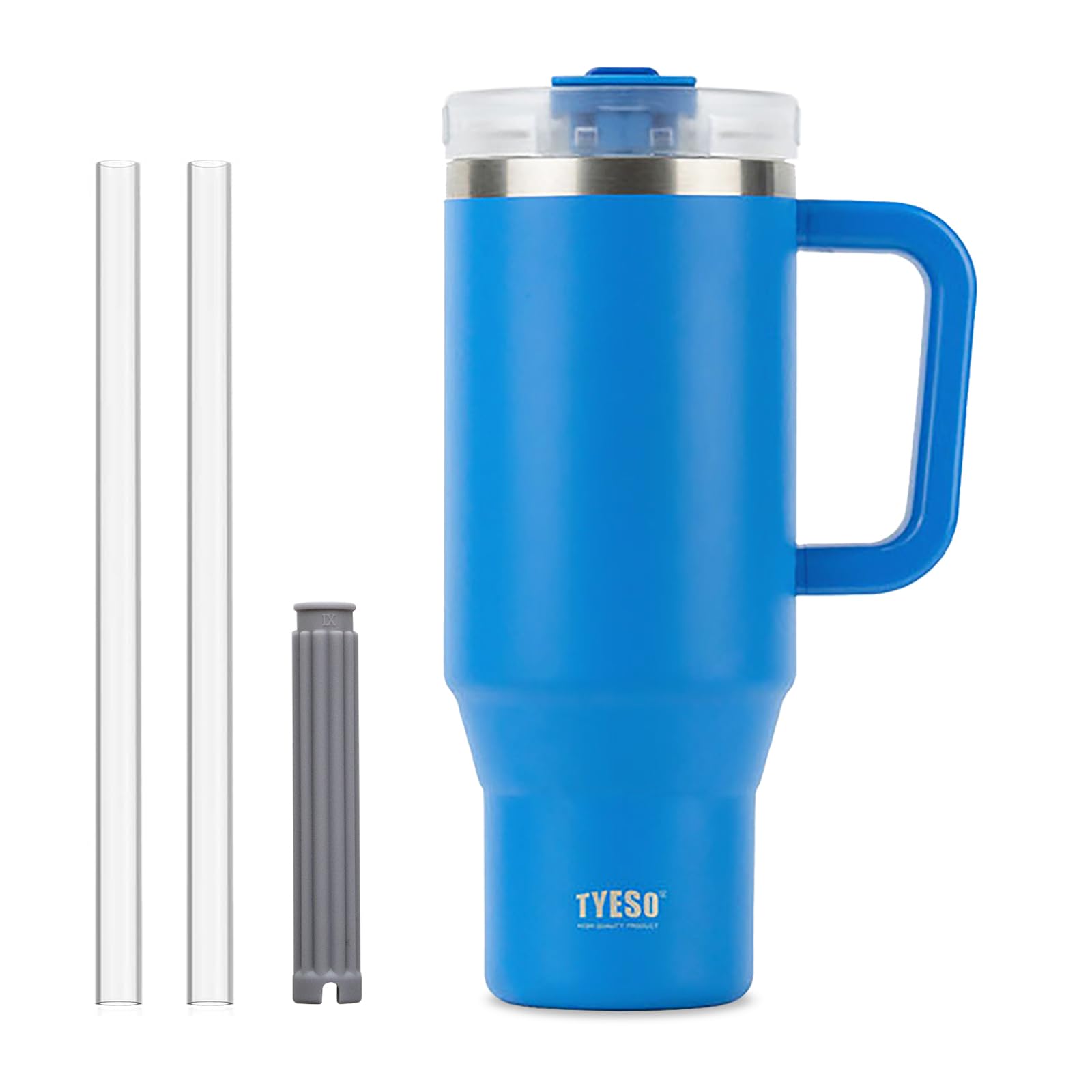 Coffee Cup Travel Mug with Handle, 40oz Tumbler with Lockable Lid, Stainless Steel Vacuum Insulated Water Bottle with Straw