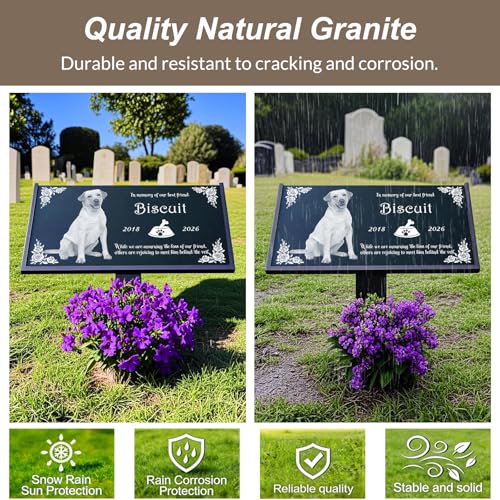 Image of Pet Memorial Stone, Personalized Granite Grave Marker for Dog Cat