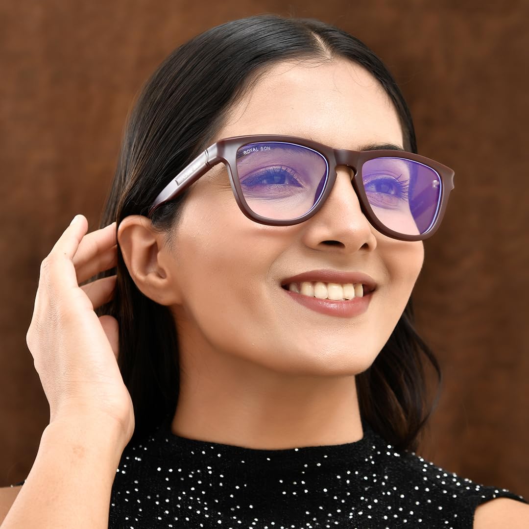 ROYAL SON Gafas de computadora cuadradas retro de borde completo, bloqueo de luz azul y protección UV, para hombres y mujeres, grandes, RS2020