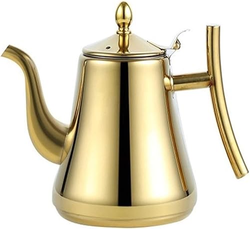Premium Gooseneck Stainless Steel Tea Kettle - 1L Capacity for Pour Over Coffee and Tea, Ideal for Home, Office, and Camping(Gold,1.1 Quart)