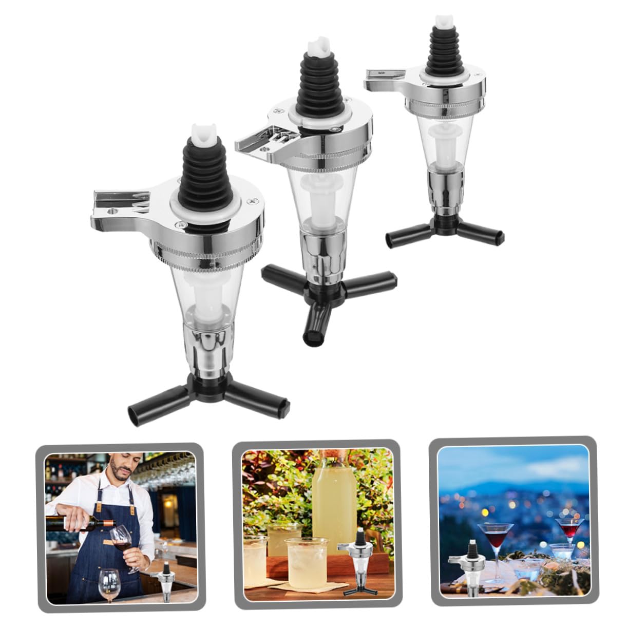 3 Piezas Dispensador de Agua Pared Dosificador Racional para Vino y Licor Bomba Fácil de Usar para Fiestas Casa y Bares