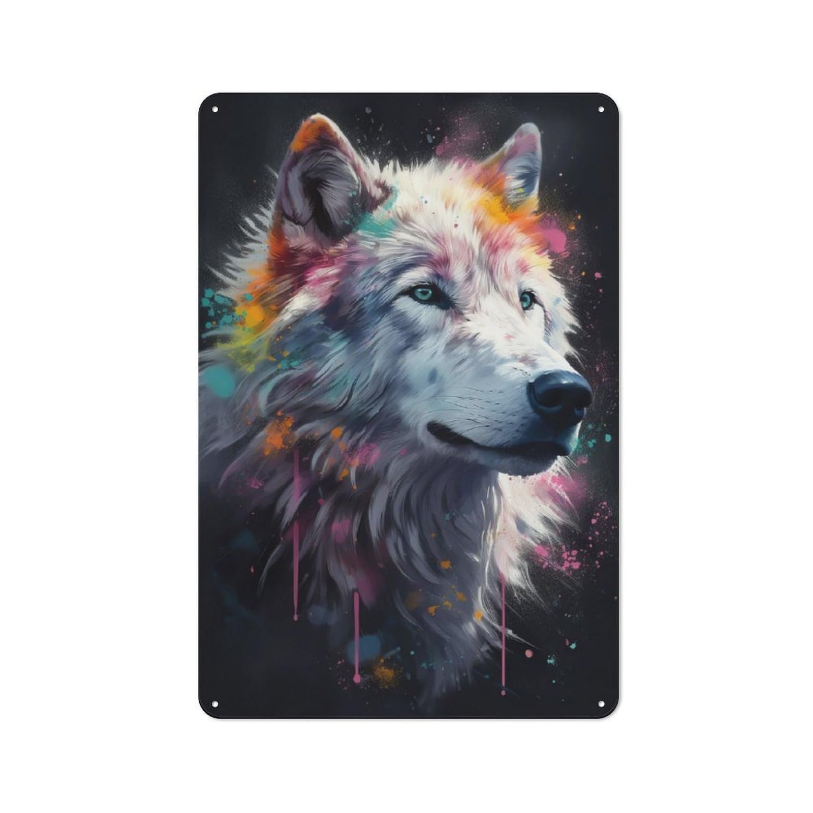 Junmoney Arctic Wolf Painting Vintage Printed Metal Sign 30X20cm For Workshop Wall, A Decorative Gift For A Newly Furnished Workshop
