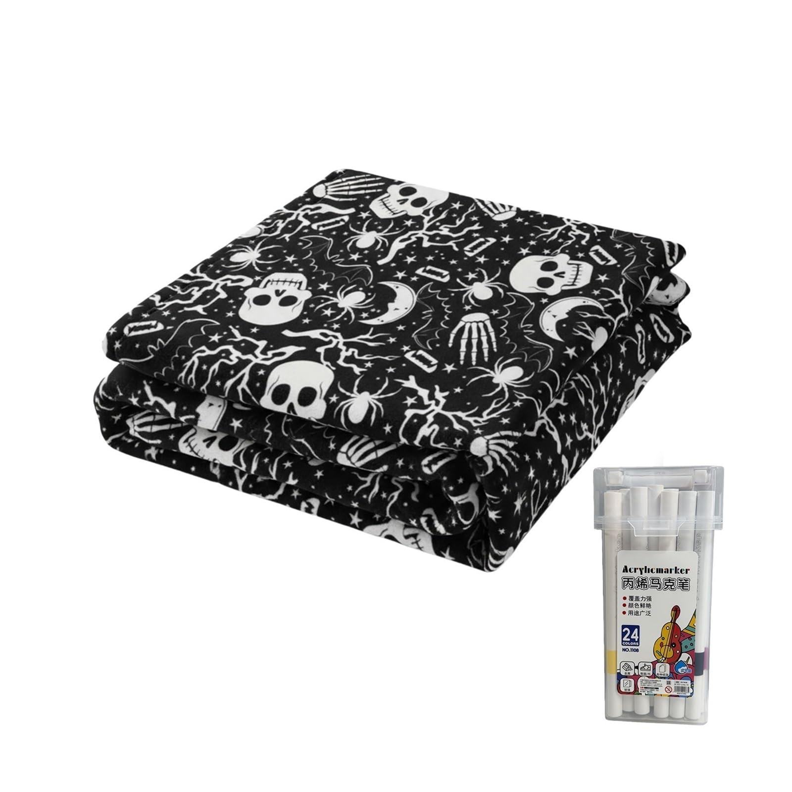 Ozzyr DIY Coloring Blanket with 24 Marker Pen Creative(L)