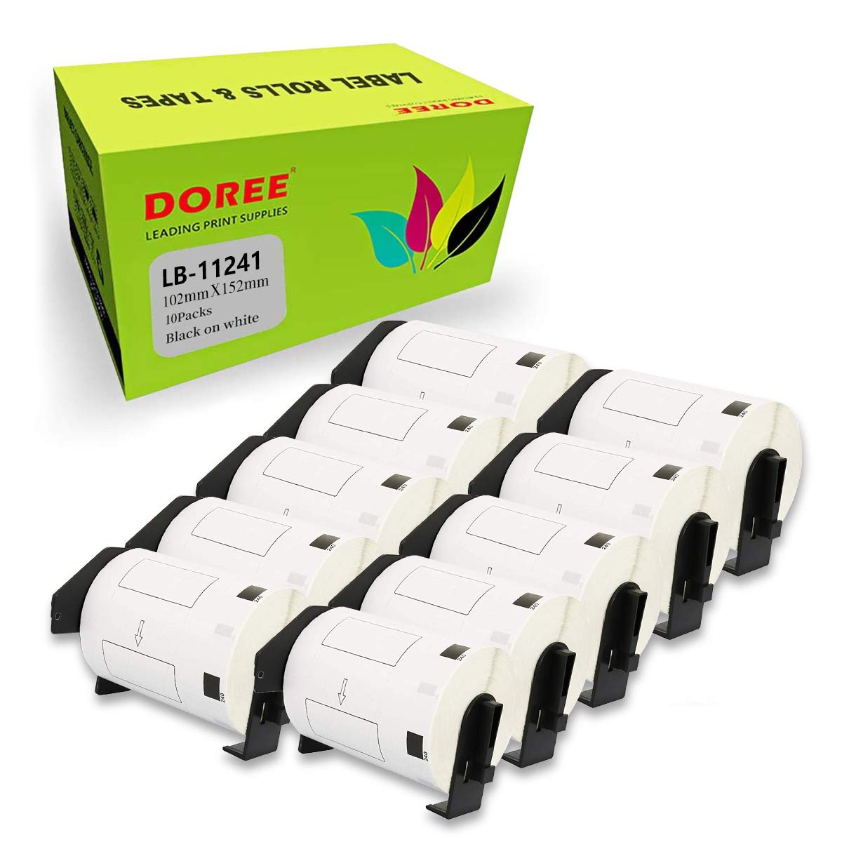 DOREE 10 Rotoli DK-11241 Etichetta di Trasporto, compatibili con Brother-DK11241, 102 x 152 mm, per stampanti di etichette Brother QL-1050,QL-1060N,QL-1100,QL-1110NWB(200 etichette per rotolo)