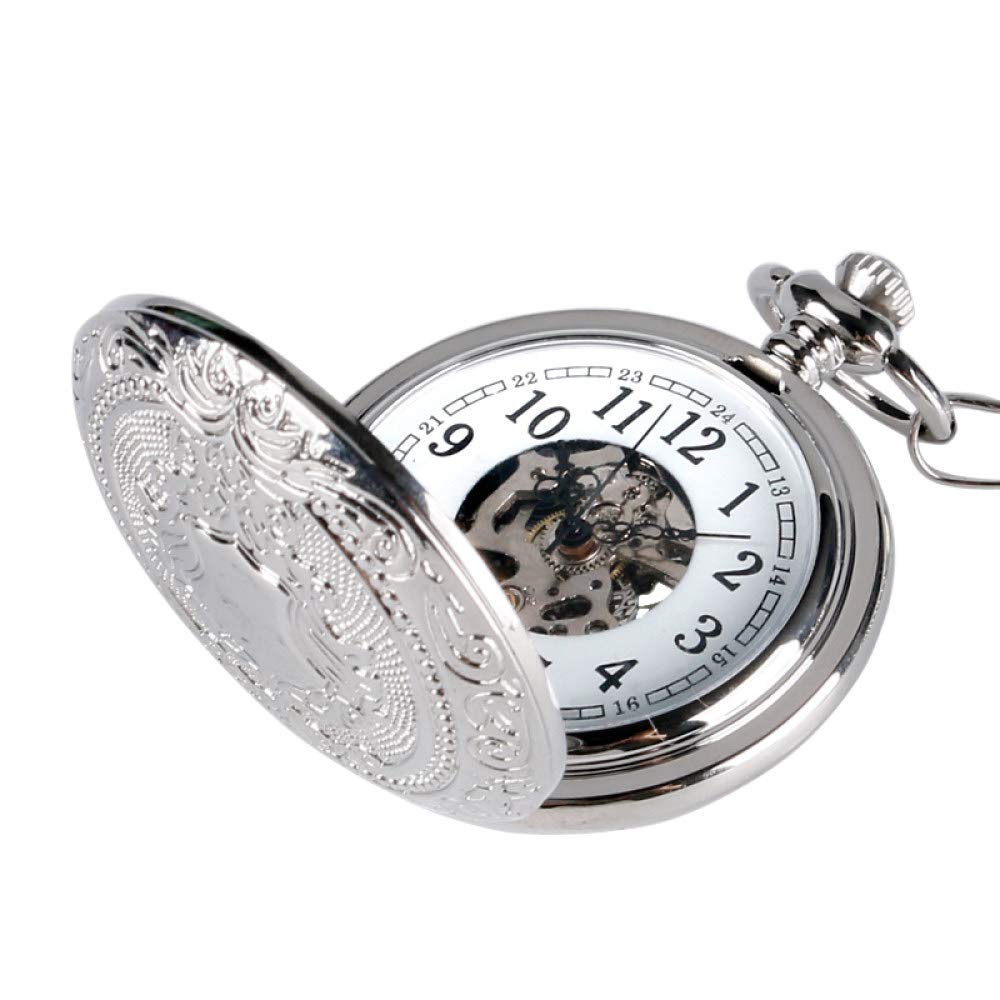 Luxus Mode Silber Schild Design Taschenuhr Männer Frauen Uhr Mechanische Handwindungskette