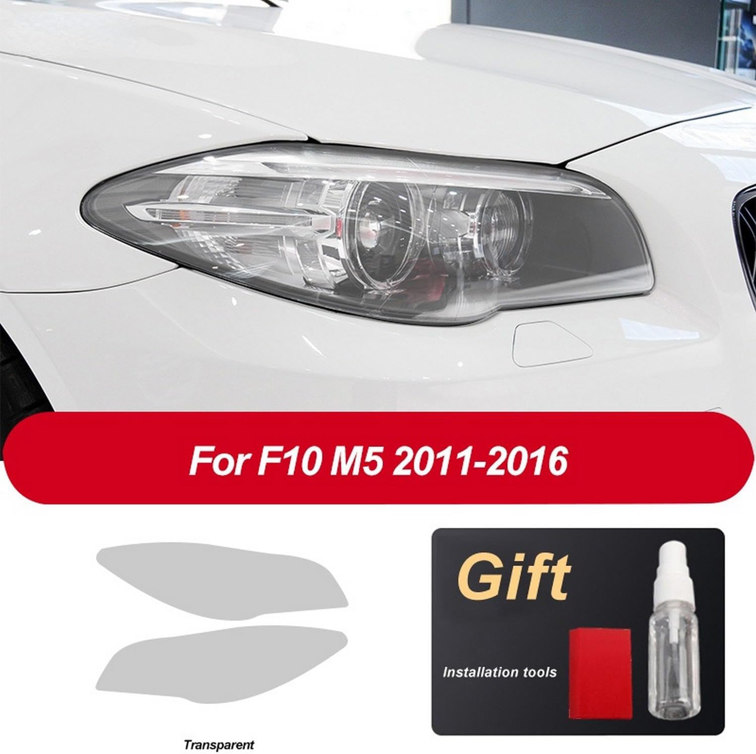 JCAKES 2 Pcs Car Headlight Protective Film Headlamp Restoration Transparent Black TPU Sticker，for BMW M5 F10 F90 2011-2020 Accessories