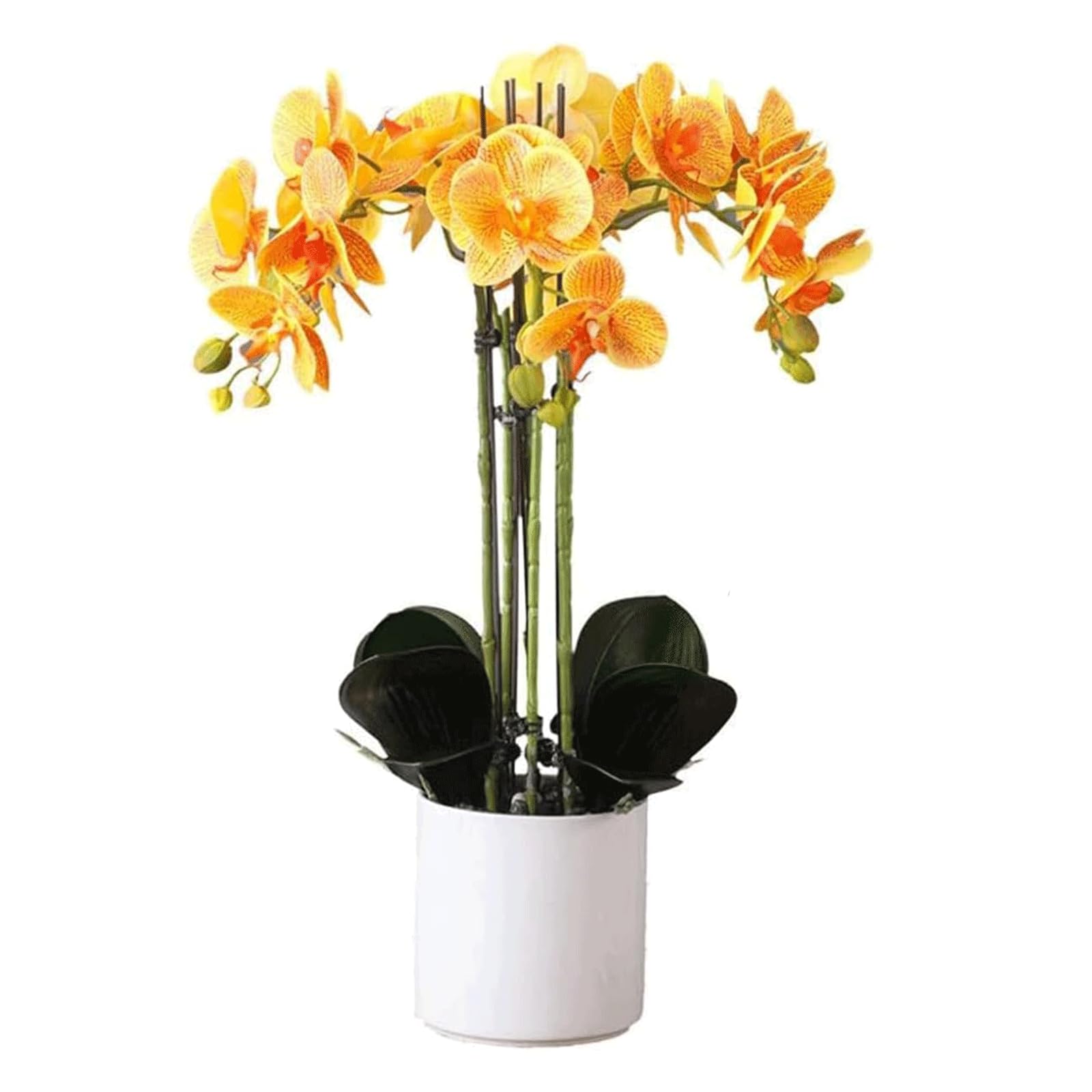 DFGHNBVC Artificial Orchid Orchids Artificial Silk Artificial Flower 55Cm Artificial Phalaenopsis Flowers With Vase Potted Faux Decor Artificial Flower Very Natural.Yellow
