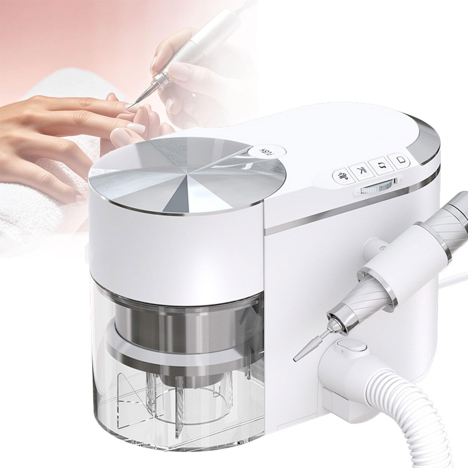 GLWABOMARS Multifunctional Nail Dust Collector & Nail Drill Machine, 30000RPM Adjustable Electric Nail Drill, Portable Quiet Nail Dust Extractor for Home DIY, Salon, Mobile Nail Art & Travel Use