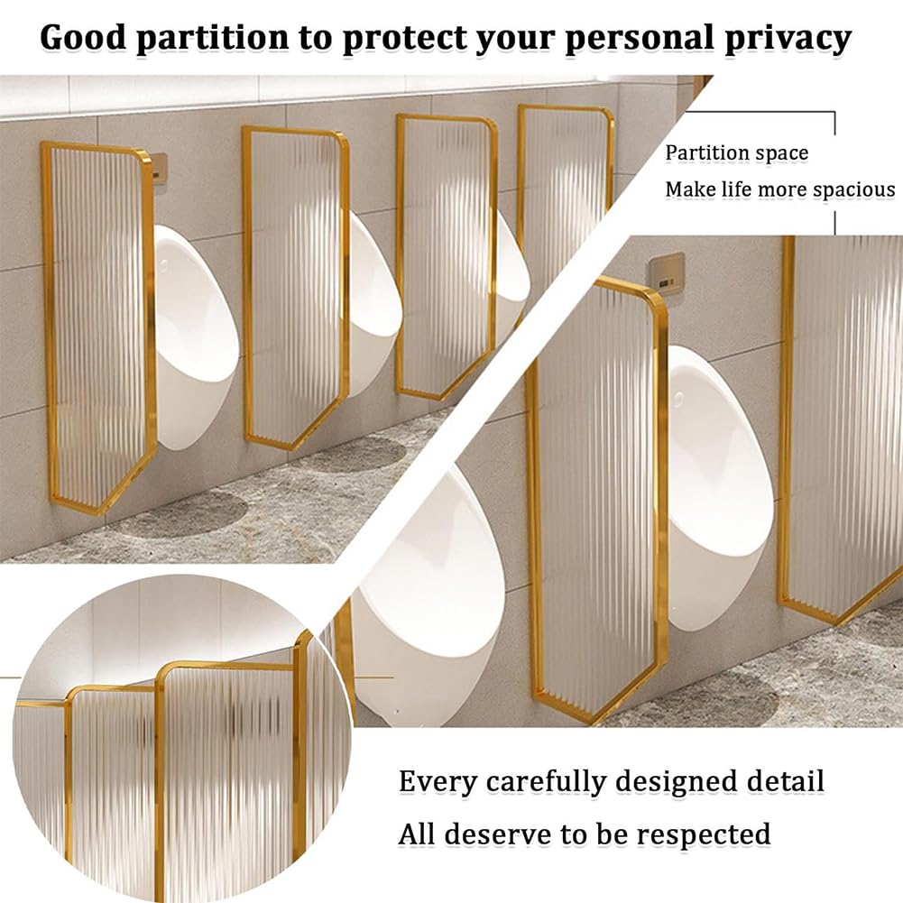 Urinario de cristal a rayas de 120 cm, moderno tabique de pared con vidrio templado y accesorios de acero inoxidable, ideal para hoteles y bares (d 4 piezas)