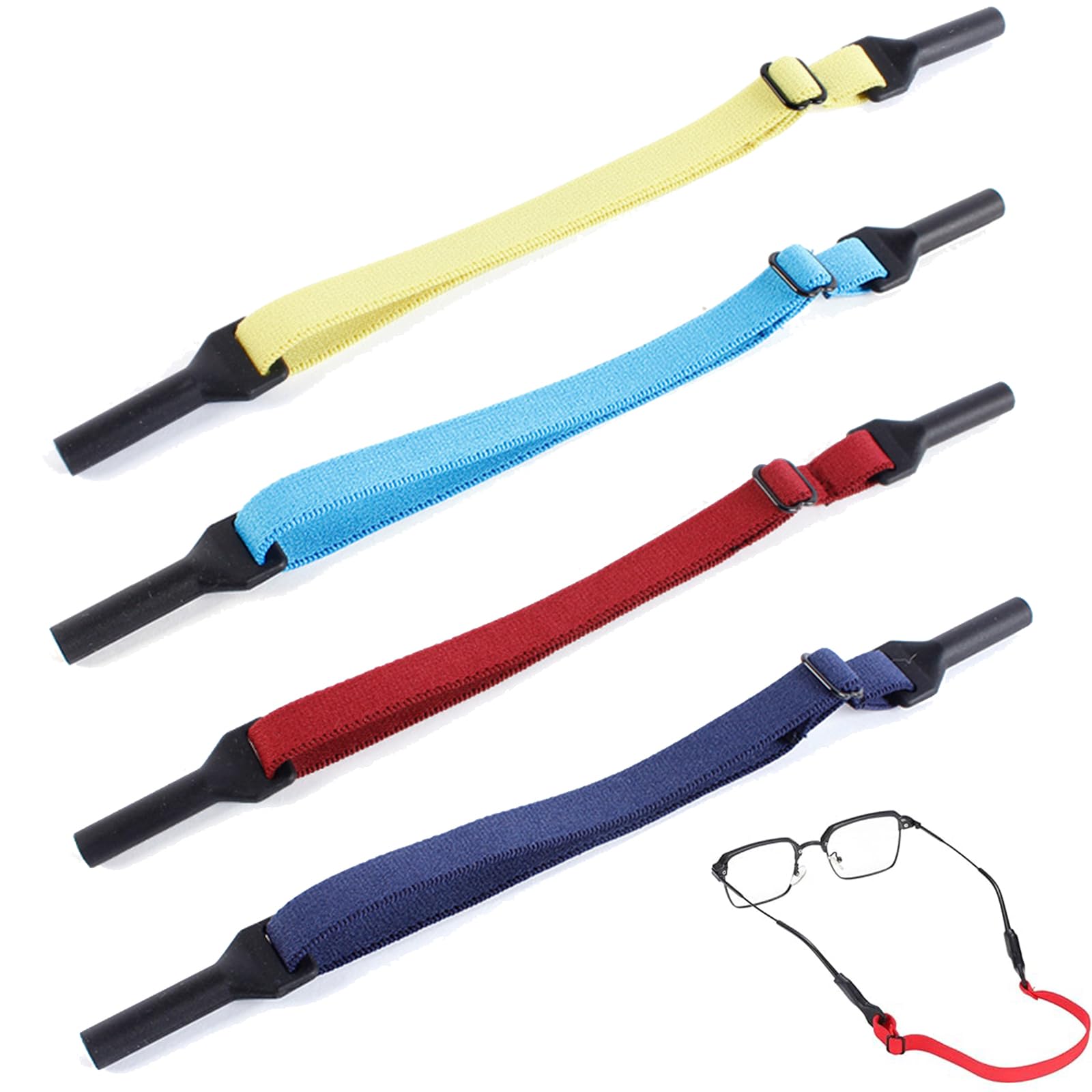 4 PCS Specs Holder Strap, Lightweight Specs Chain for Men, Women and Kids, Adjustable Anti-Slip Eyeglass Retainer for Sports and Outdoor Activities