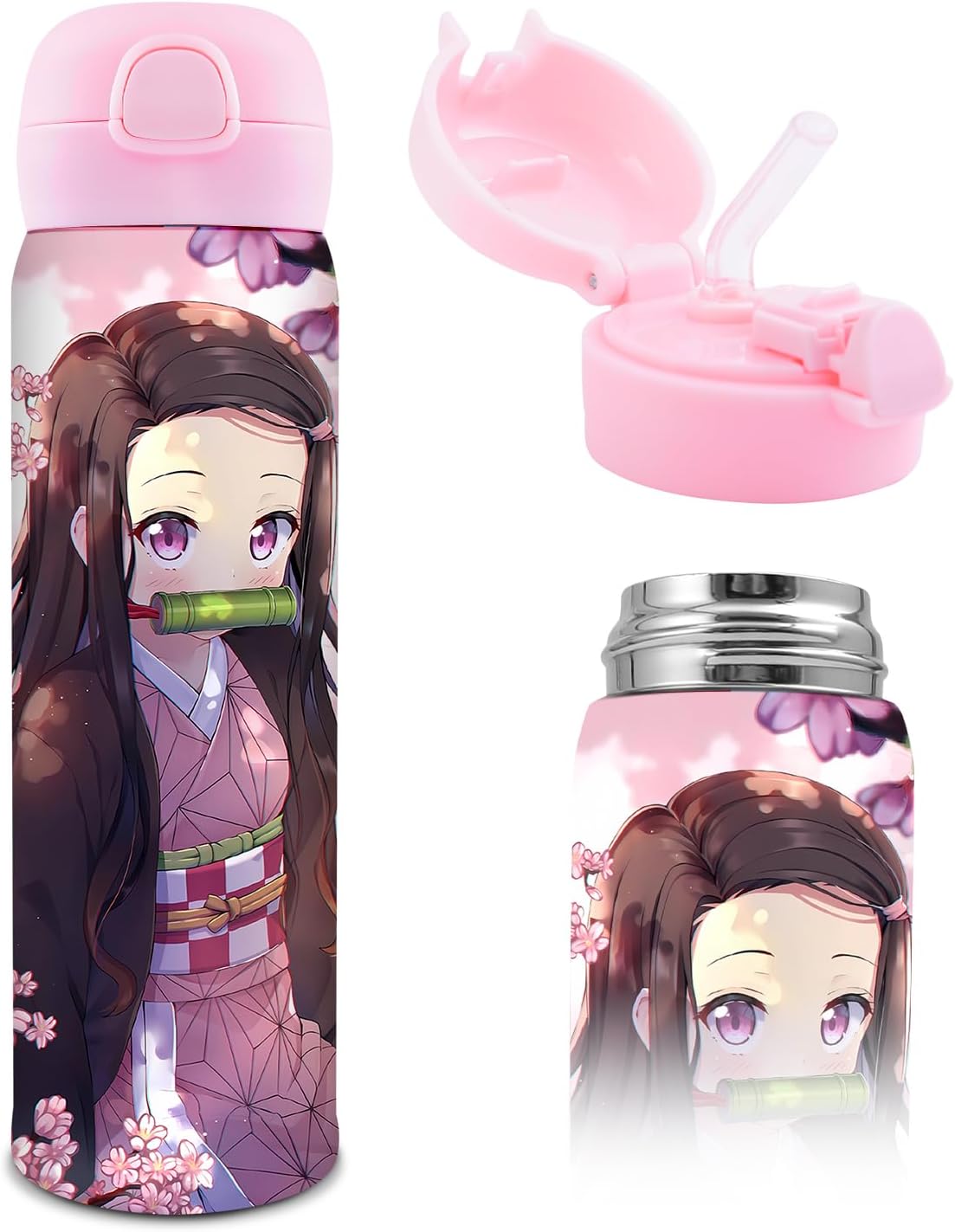 Product Review for Anime Slayer Water Bottle with Straw, Vacuum Insulated Kimetsu no Nezuko Tanjirou Cosplay Stainless Steel 16.9oz Cup Thermoses with Locking Cover Leak-Proof Design (WB-Douzi xg 2403), 500ML, with the price of : $19.89,Based on the following description : 【Material】The inner is made of SUS304 stainless steel, a trusted material in the food industry. And it has better insulation effect, the drink will stay hot or cold for 12 hours. 16.9 oz capacity, enough for daily use.,【Anime Design】This nezuko water bottle features a cosplay slayer design that will delight any anime fan. It showcases the beloved character in a fun and playful way, adding a touch of cuteness to your daily routine, also can as a gift for someone who loves luffy zoro.,【Leak-Proof&Anti-Fall】The lid is sealed with edible silica gel ring, which is well sealed. With safety lock easy to open/close and even when shaken and it will not leak in the backpack.,【Multifunction】While perfect for carrying water, this one anime piece bottle can also be used for other beverages like juice or tea. It is a versatile accessory that can be taken to gym, shopping, school, work, picnics, or any other outing, allowing you to enjoy your favorite drinks wherever you go.,【Service Guarantees】Customer satisfaction is our goal.If you are not satisfied with our water bottle for any reason, please contact us. We'll solve the problem until you're satisfied., and and average Review : 3.5 out of 5, and the following summary of users reviews: Customers have negative opinions about the sturdiness and water leakage of thermos. They mention the top lid broke and the button to open the top leaks. AI-generated from the text of customer reviews