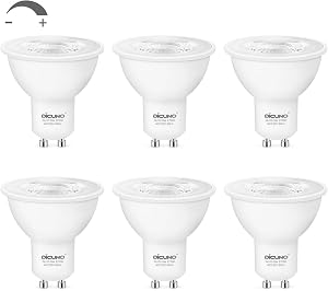 DiCUNO GU10 LED Spotlight Bulbs, 2700K Warm White, Dimmable 5W (40W Equivalent), 450lm, MR16 GU10 Base for Track & Recessed Lighting, 6-Pack
