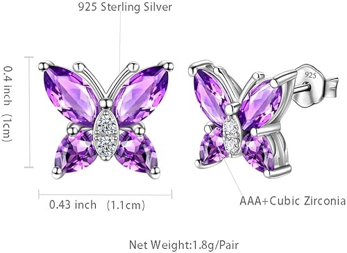 Miniatura 6 de Aurora Tears Butterfly Jewelry,Women 925 Sterling Silver Butterflies Birthstone Pendant NecklaceEarringsRings Wedding Gift