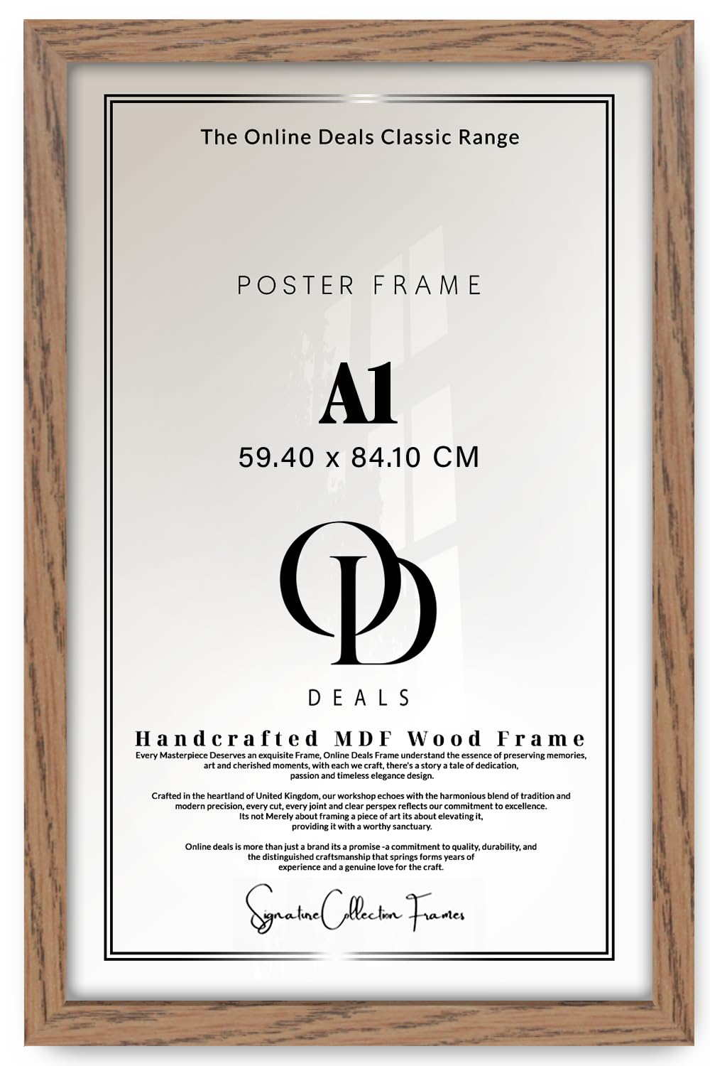OD Deals A1 Dark Oak Picture Frame 33x23 Inch (84.1x59.4 cm) MDF Flat Wooden Finish Frame with Perspex | Rich, Classic & Sturdy Frame for Posters, Certificates & Photos (Dark Oak)