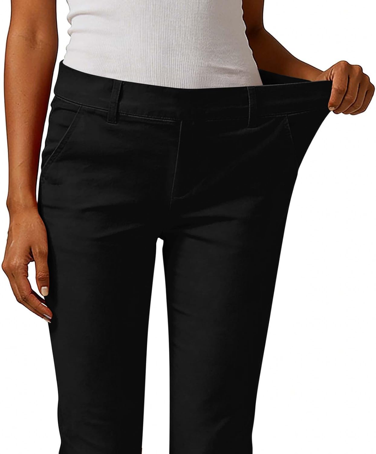 Women's Casual Capri Pants Slim Fit Stretchy Business Capris Dress Pants Work Lounge Office Capri with Pockets