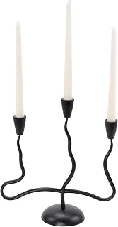 Deco 79 Metal Decorative Candle Holder Candle Stand with Round Base, Candlestick Holder 12" x 5" x 12", Black