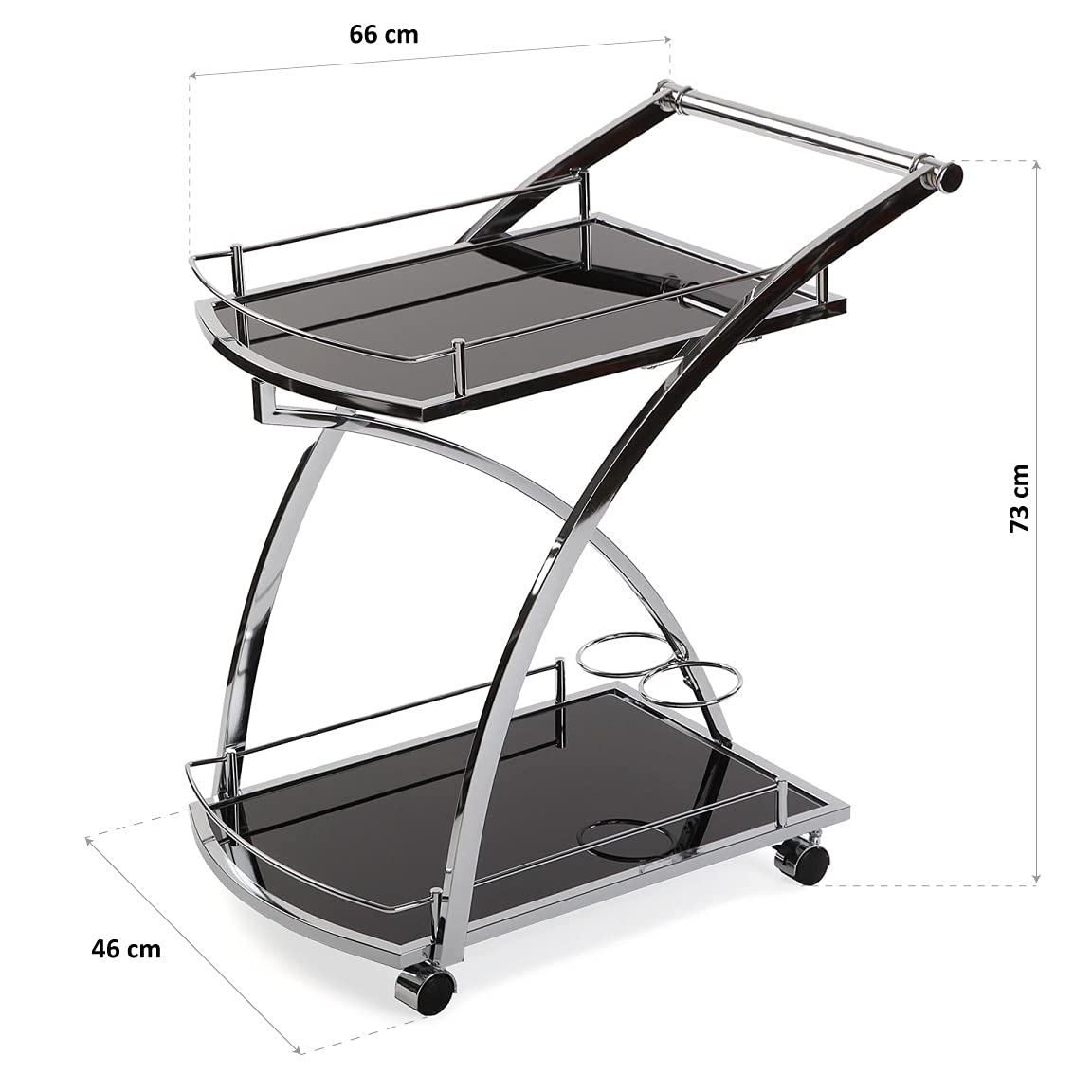 Versa Koła do serwowania, szklany i metalowy, stojak na wino na napoje, czarny/biały, 66 cm