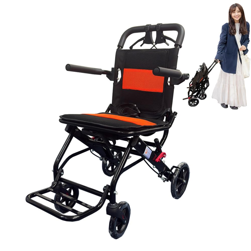送料無料 軽量コンパクトな折り畳み車椅子 NICEWAY7 介助ブレーキ付き