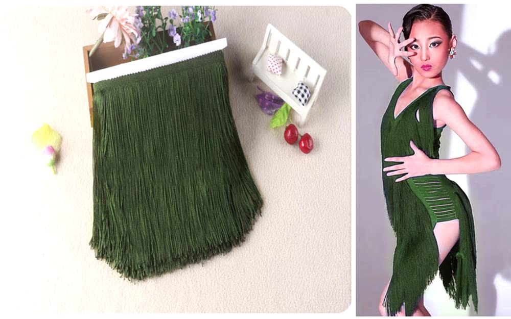 PandaHall Nastro Con Frange In Poliestere 25 M X 25 Mm - Verde, Per Cucito Fai Da Te, Abiti Latini E Decorazioni - 2