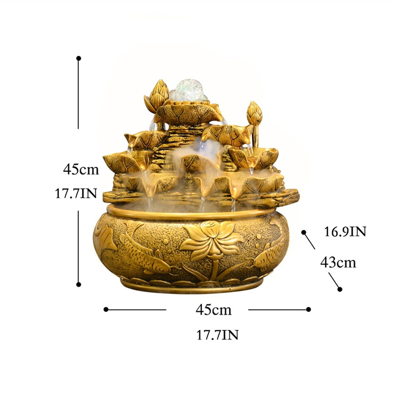 Fuentes de mesa Fuente de agua de escritorio de resina Fuente de feng shui de la suerte Ornamento de interior - Sonido de agua calmante y relajante - para la decoración de la mesa de la oficina en