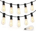 10FT ST38 Lumières à cordes Edison extérieures with11 Ampoules d'éclairage vintage claires ST38 Ampoules, Chaud Vintage Glow, E12 base, cordon coté UL et connexion de bout en bout pour Porch Patio Decor