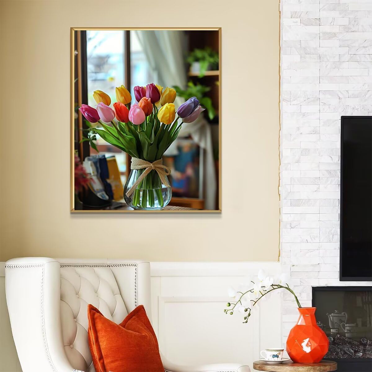 Dipingere con i Numeri Fiore, Paint by Numbers Adulti Pianta, Fai da te Creativi Adulti Quadri da Dipingere Numerati Kit per Decorazione Della Parete di Casa, Regalo 70x95 cm Senza Cornice B4-6