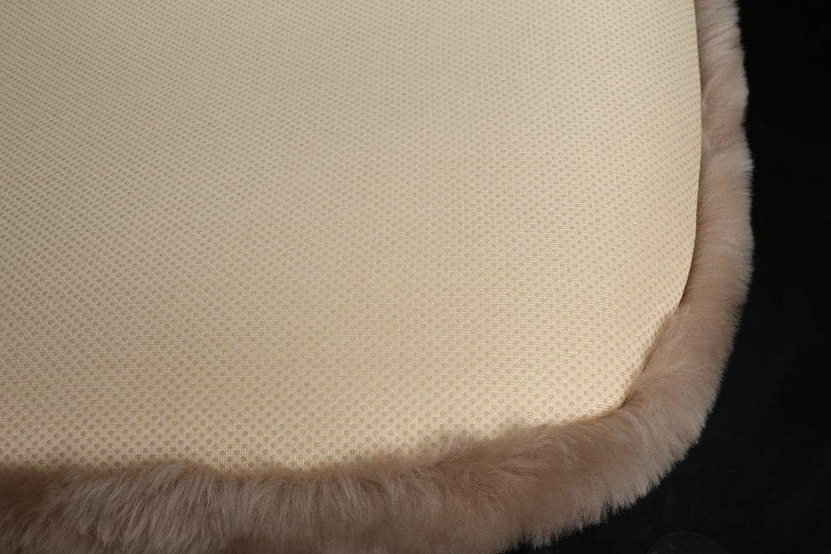 Sheepskin Seat Cushion Cover Wholehide Short Wool Seat Pad Natural Fur Car Seat Covers Universal Fit for Most Car, Truck, SUV, or Van Front Black