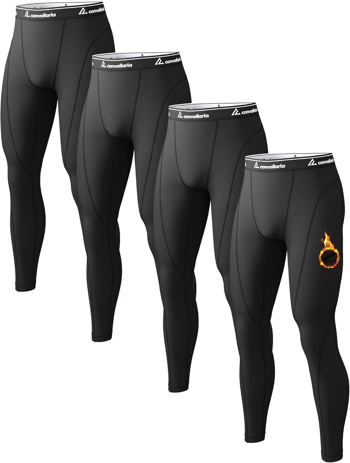 Men’s Fleece-Lined Thermal Compression Long Johns – 4 Pack Pants