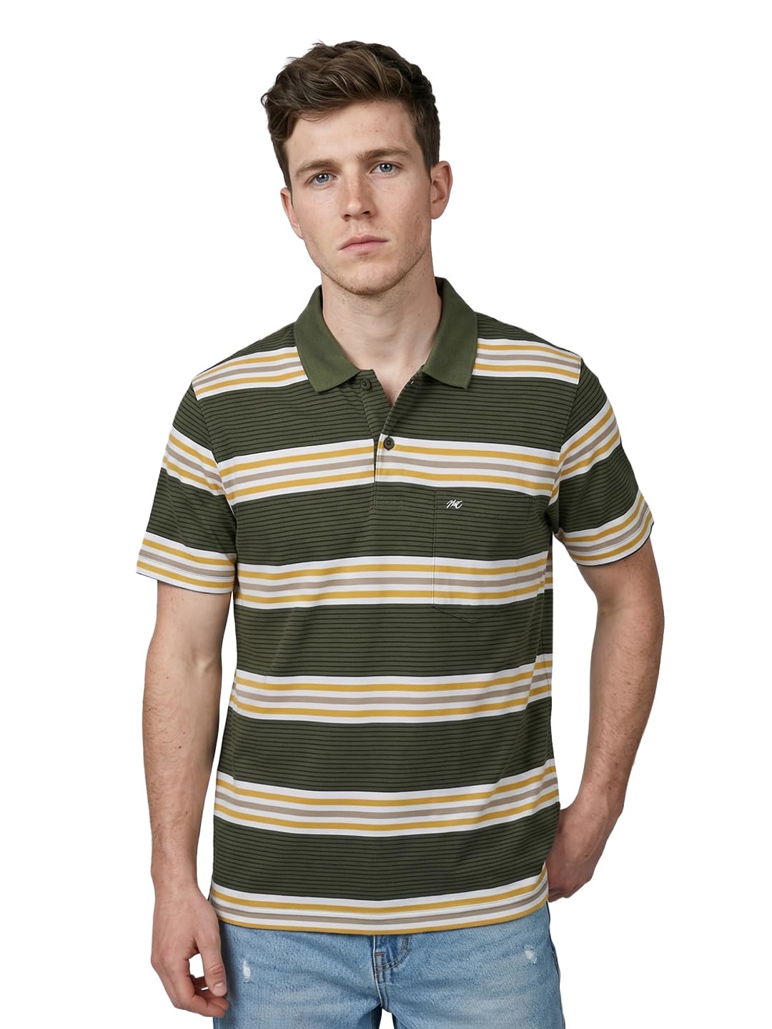 monte carlo Men Cotton Blend Regular Fit Polo T-Shirt | Half Sleeve | Striped Collared Tee | Casual Everyday Wear | Stylish & Comfortable Tshirt-picture-30