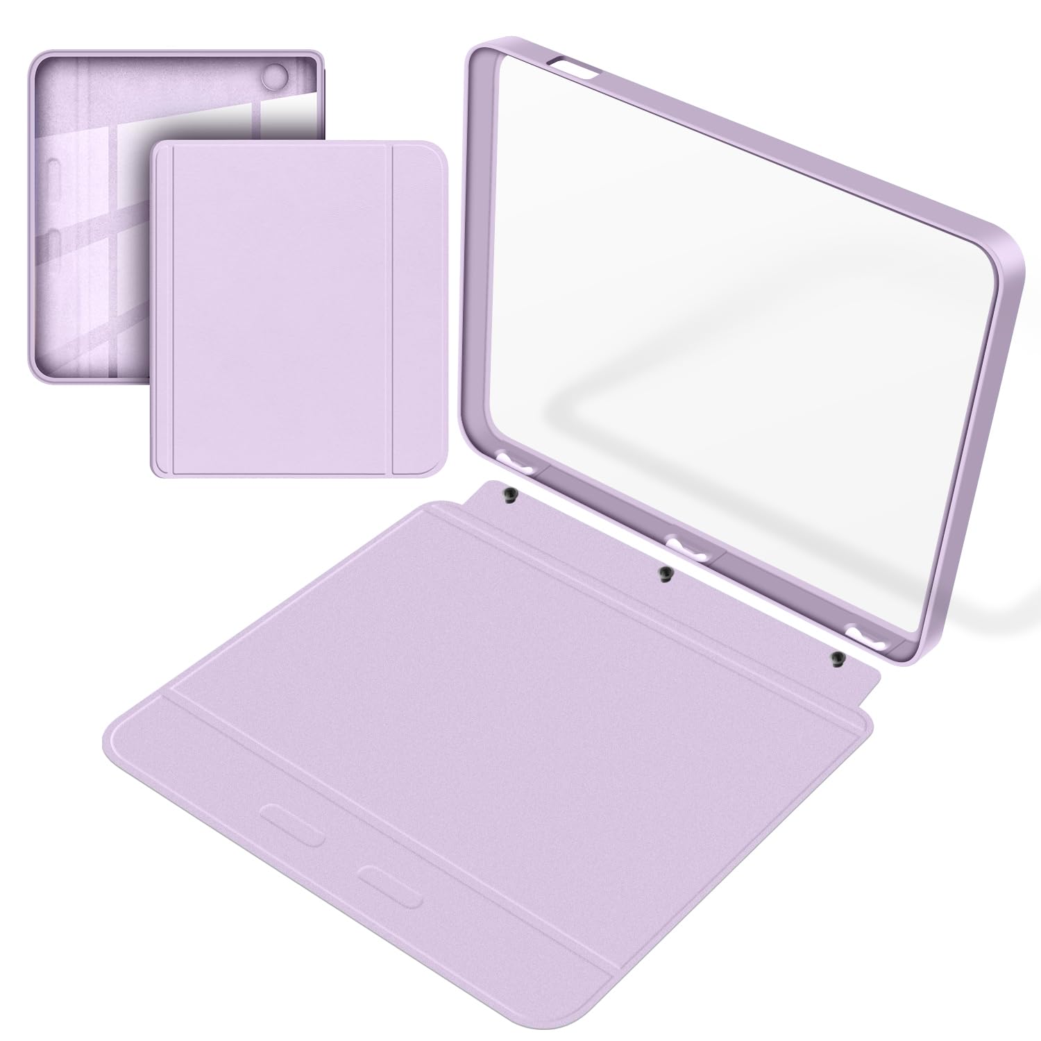 Étui Split Folio Détachable et Protecteur pour Kobo Libra Couleur 7" 2024, Coque Arrière Ultra Claire et Transparente, Fonction Veille et Réveil, Violet Clair