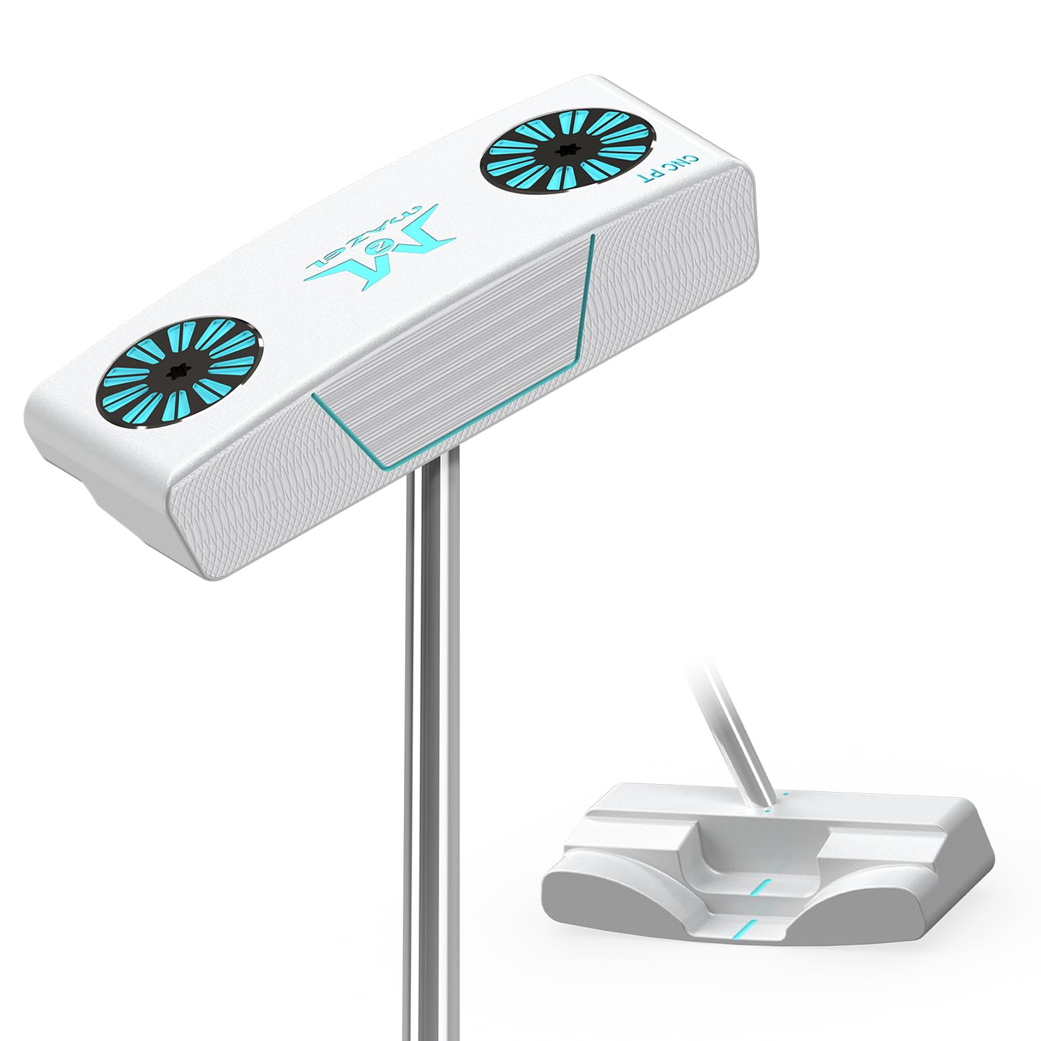 MAZEL Self Standing Golf Putter 35In with CNC Milled Face, Low Center Gravity for Improve Stability and Easy Alignment (Silver Stand Putter)