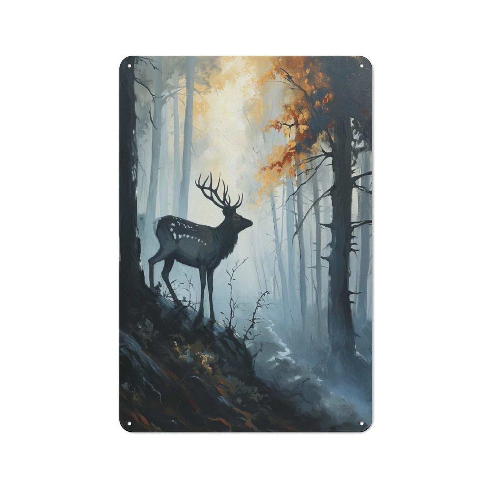 Shop Front Style Sylvan Stag Cafe Metal Sign 30x20cm, Bistro Wall Plaque for Tea Room, Shop Wall Or Breakfast Area