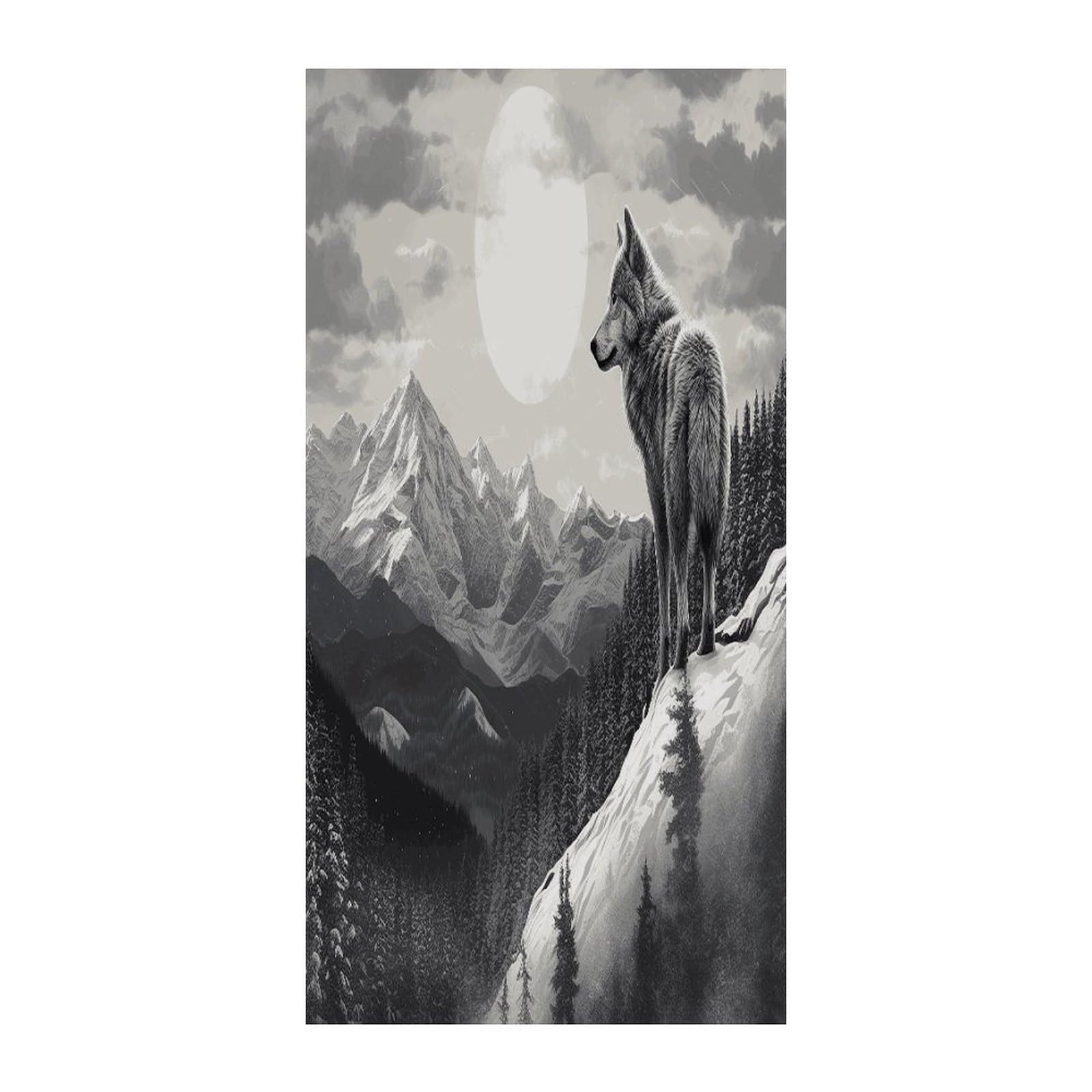 Fekiloot Style Snow Mountain Lone Wolf Door Curtain Room Divider Curtains