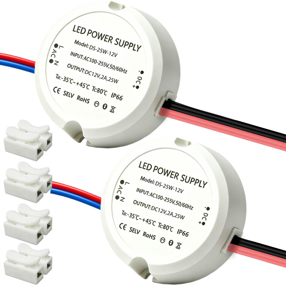 Acmerota LED Driver 12V 24W 2A LED Transformer Power Supply 230V AC to 12V DC 2A Waterproof IP66 Ultra Small Quiet Unit Constant Voltage for DIY Light Strips Light Bulbs