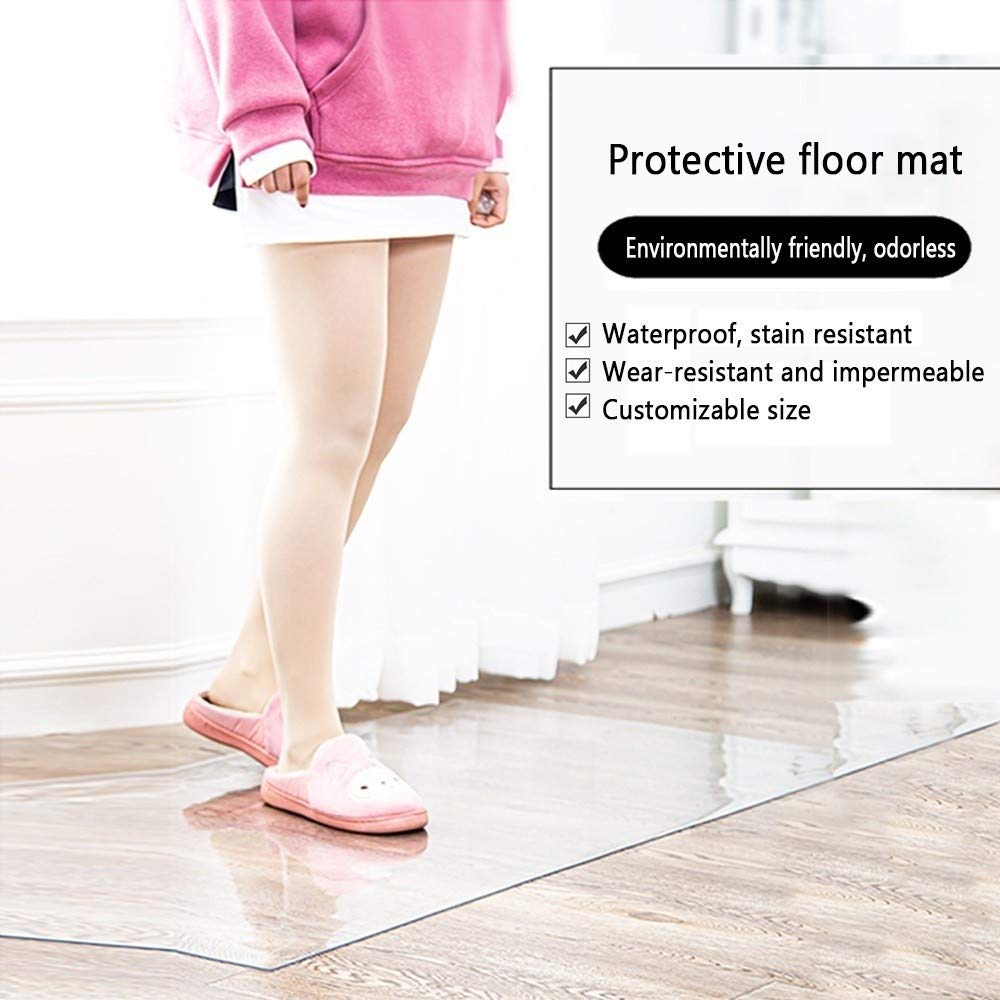 Tappetino protettivo antiscivolo ad alto impatto, spessore 3 mm, 90 x 90 cm, ideale per pavimenti in legno e moquette, protezione da scrivania, superficie resistente e antiscivolo