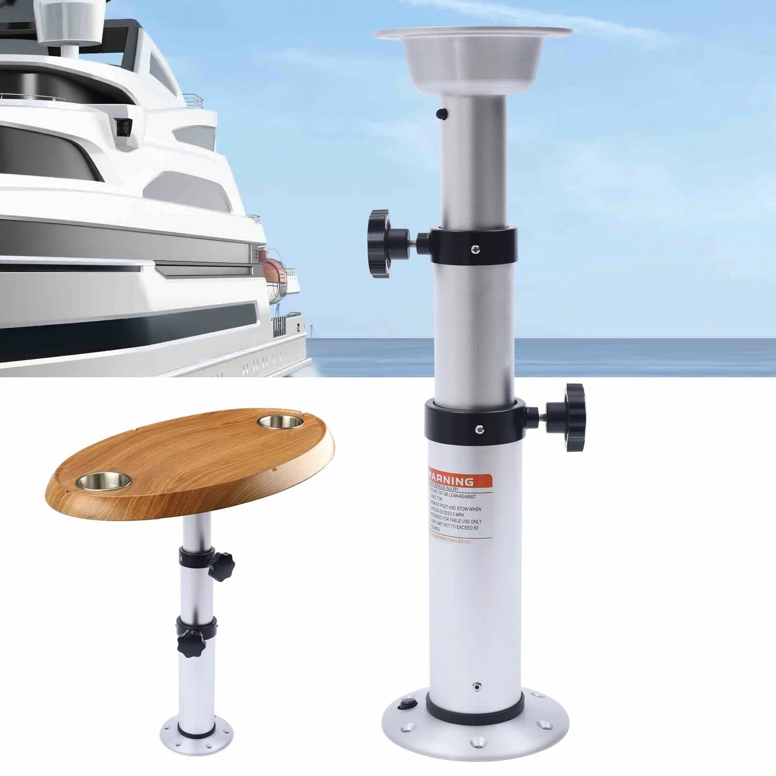 HinLIaDa Table Pedestal Stand, Adjustable Table Pedestal Stand Base Detachable Aluminum Alloy RV Table Legs Stand Base Telescoping Mount Frame for Marine Boat Yacht Caravan Motorhome Workroom