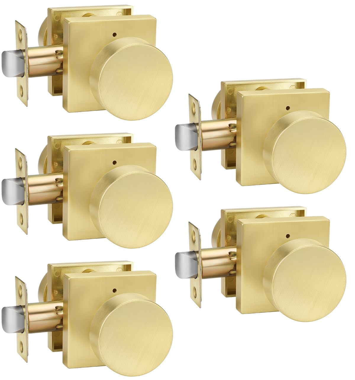 Photo 1 of Goldenwarm Privacy Gold Door Knobs Interior, Zinc-Alloy Heavy Duty Brushed Gold Interior Door Knobs Bedroom, Contemporary Brass Door Knob Privacy (5 Pack)