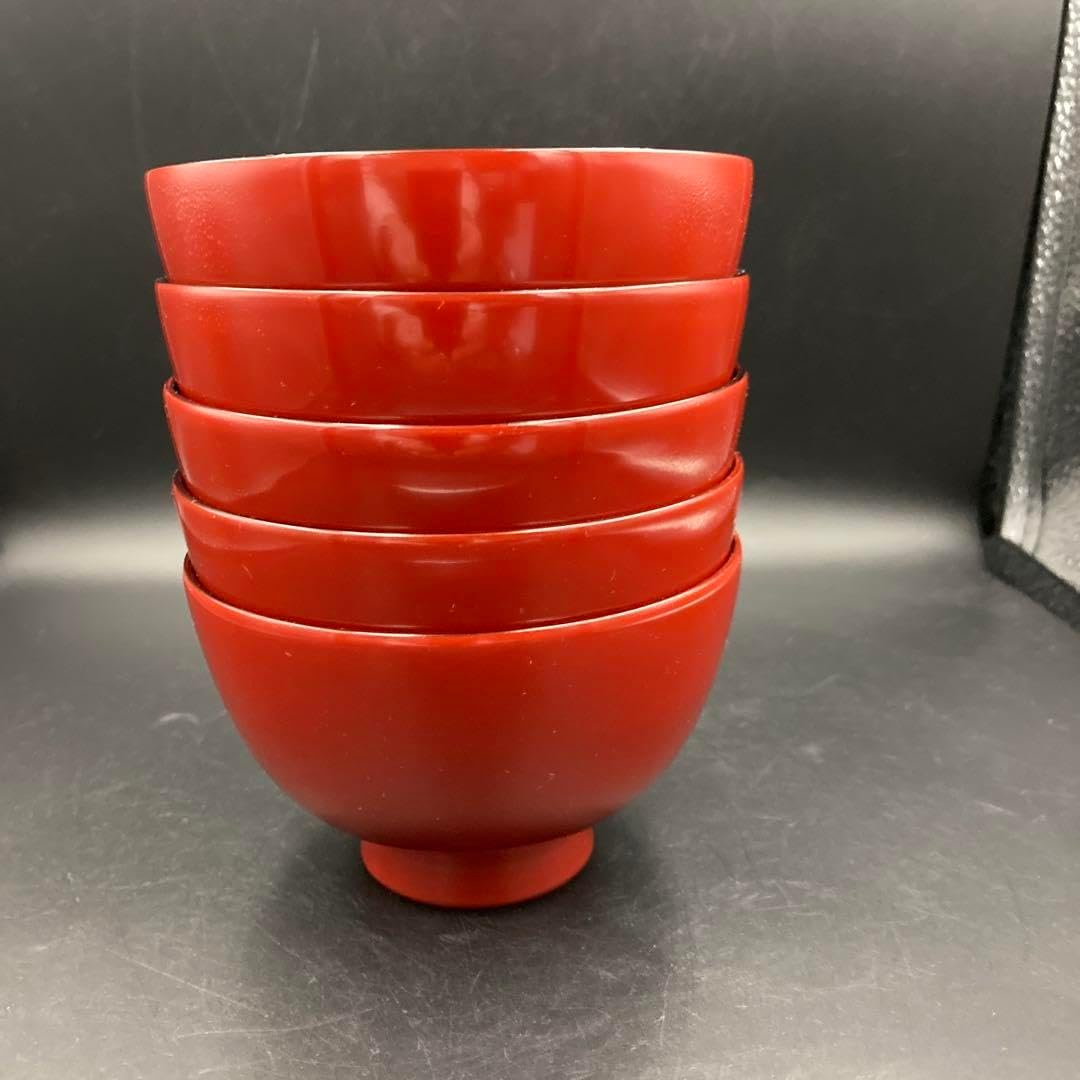 輪島塗 汁椀 吸物椀 5客 金彩 レッド 木箱付き 輪島塗汁椀朱