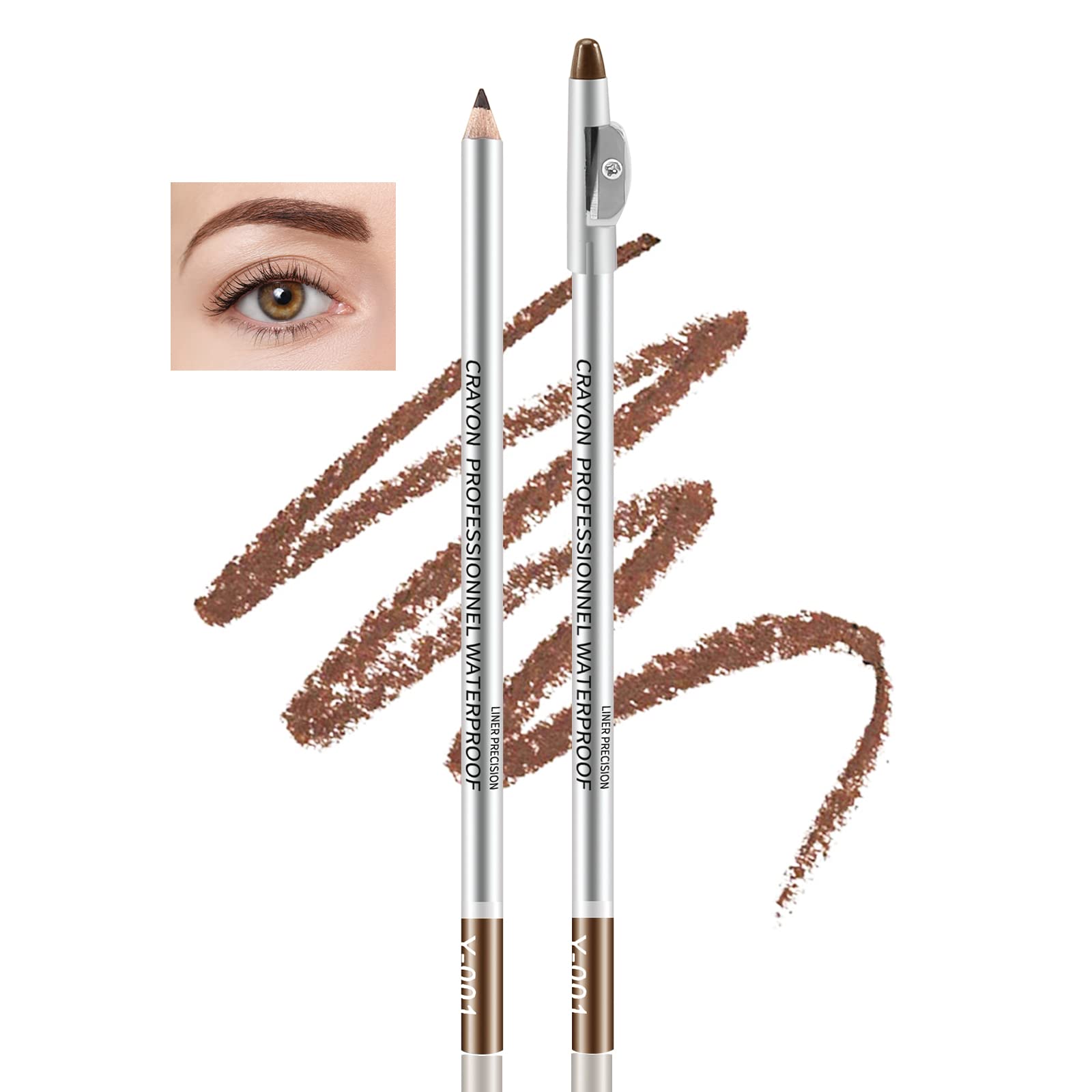 Boobeen Lápiz de cejas a prueba de agua, Microblading Brow Pen con sacapuntas, Brow definir y dar forma, crear un maquillaje de cejas salvaje natural