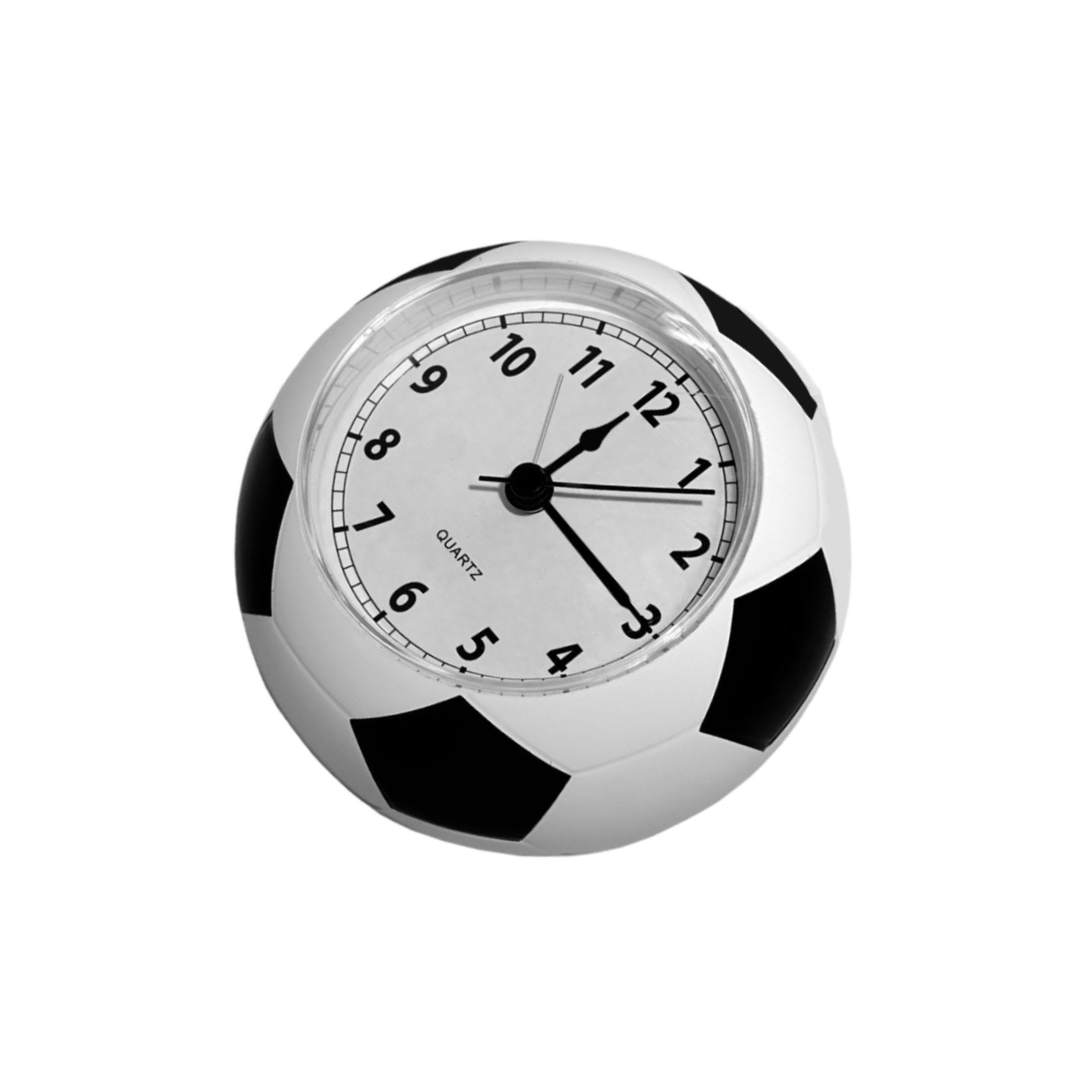 ALCXAZS Stylish Bedside Clock With Football Offers Unique Aesthetic For Kids Bedroom While Maintaining Silent Bedside Football Shaped Alarm Clock Cute, White, 11x10x11.5cm