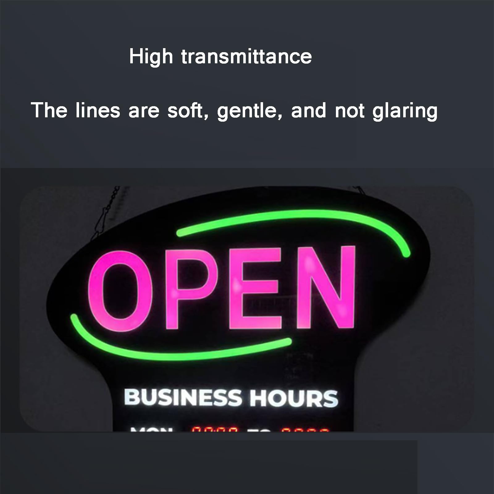 56 * 60 * 3cm Luz Letrero Abierto Eléctrico, Letrero Abierto LED con Semana Hora, Puede Establecer El Horario Comercial, 7 Modos Parpadeo Color, Bajo Consumo Energía, para Centros Comerciales