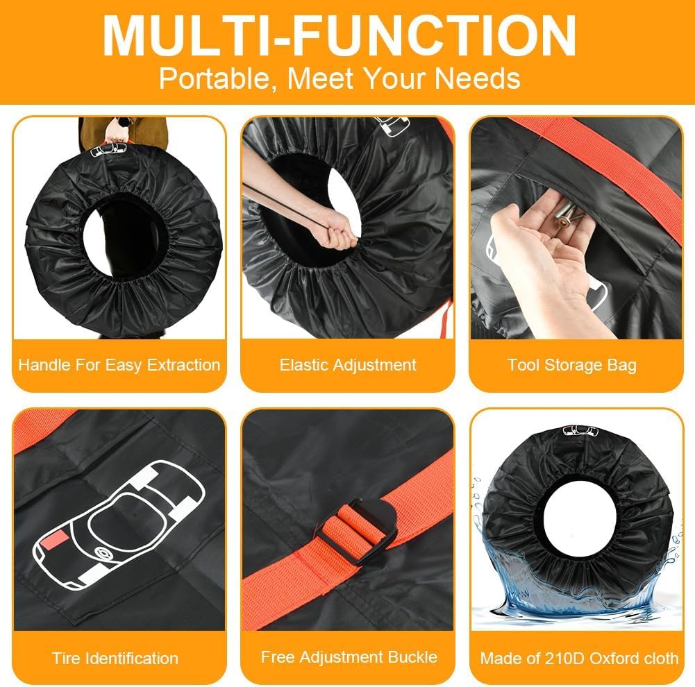 4 PCS Borse per Pneumatici Auto per Audi Q3 (F3 ab Bj.2018), Impermeabili Antipolvere Copertura Protettiva per Pneumatici