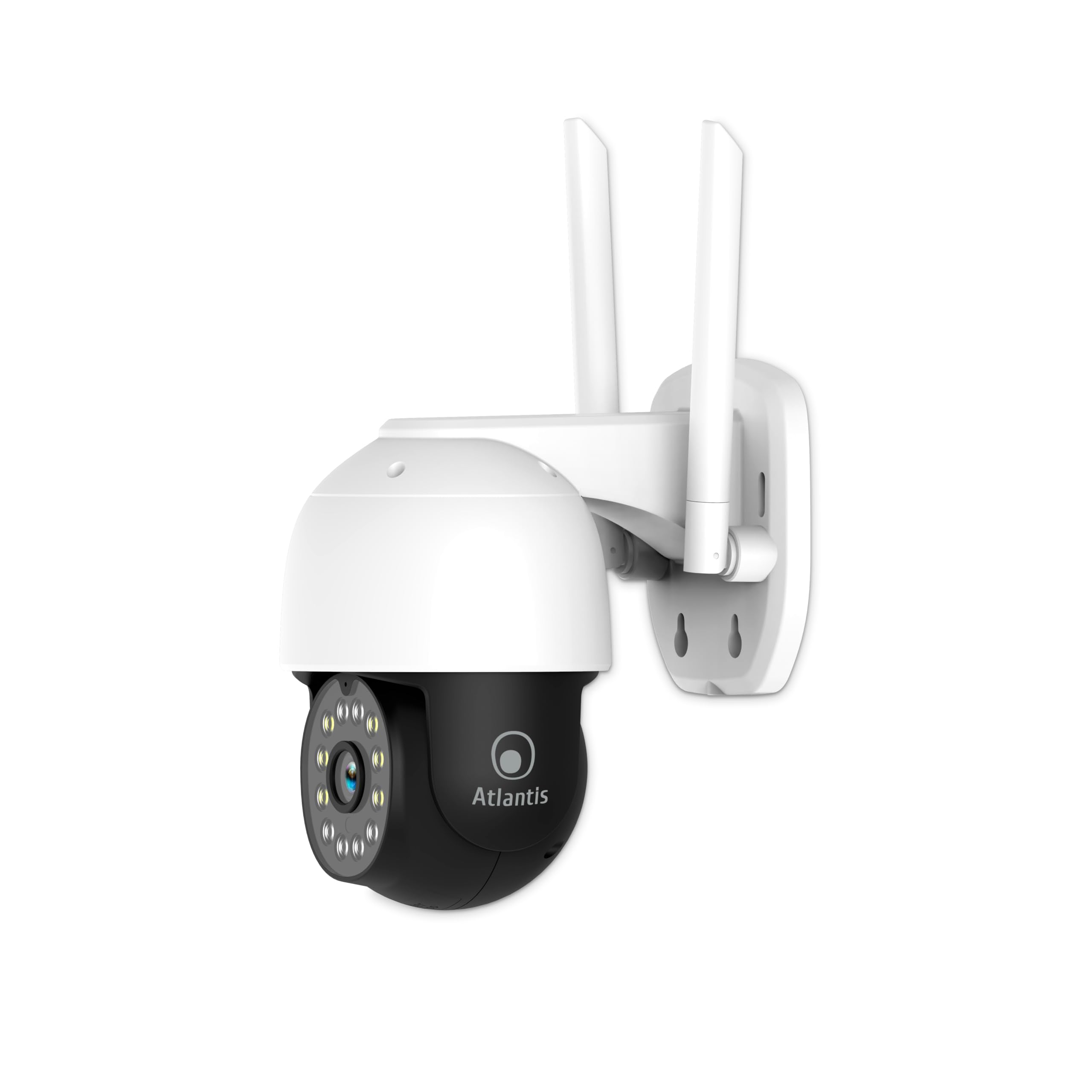 ATLANTIS Zewnętrzna bezprzewodowa kamera Wi-Fi 2K, 4 Mpiksele Full HD i sup: 2560 x 1440 lub 1920 x 1080 przy 25 fps, motoryzacja, IP64, 6 IR i 6 białych diod LED w odległości 12 m, mikrofon, darmowa