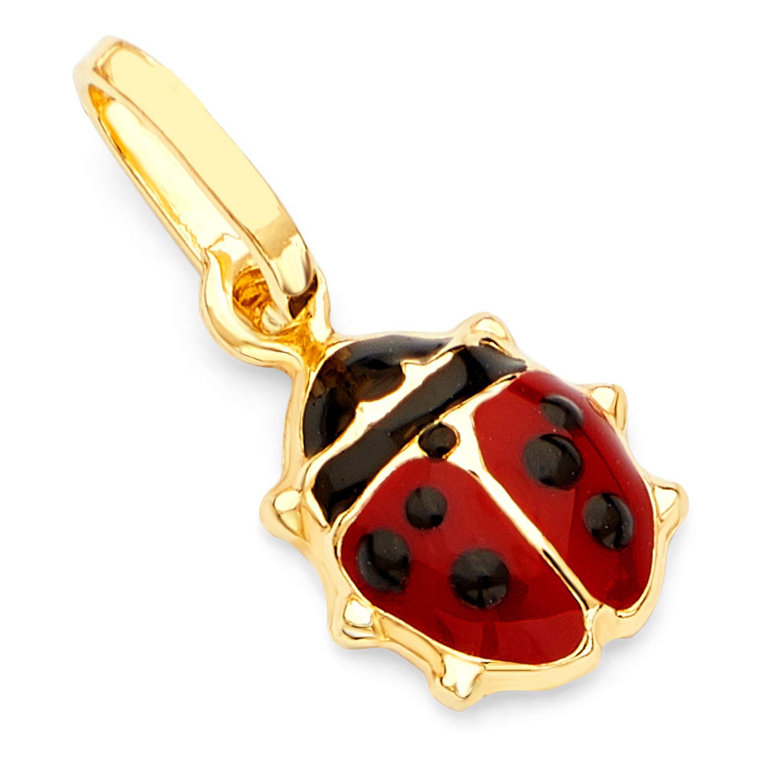 The World Jewelry Center14k REAL Yellow Gold Lady Bug Enamel Charm Pendant