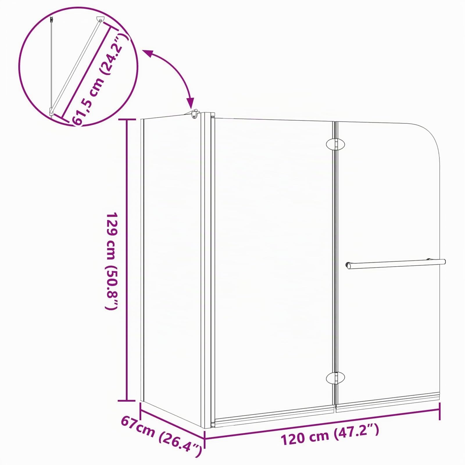 Bi-Falt Duschumhausung Dunkel transparent 120 x 67 x 129 cm