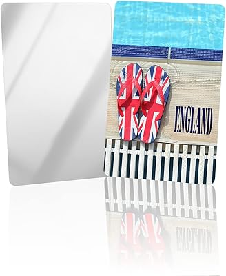 OComster British Flag Flip Flops England Summer Compact Mirror Bulk 4 Pack Card Mirror, Swimming Poolside Water Wave Small Compact Mirror for Purse, Rectangular Handheld Pocket Makeup Mirror