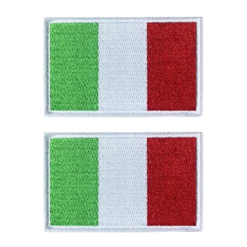 2 Stücke Italien Flaggen Patch Gestickt Abzeichen mit Klett Deutsch Applikationen für Kleidung Taschen Rucksack Uniform Weste Hundegeschirr Militär Taktisch Draussen Jersey
