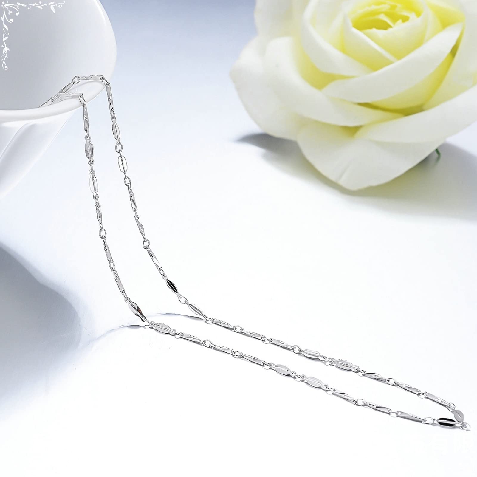 Catena di sterline, Collana collegamenti al Grano da 40-45 cm per Donne spose